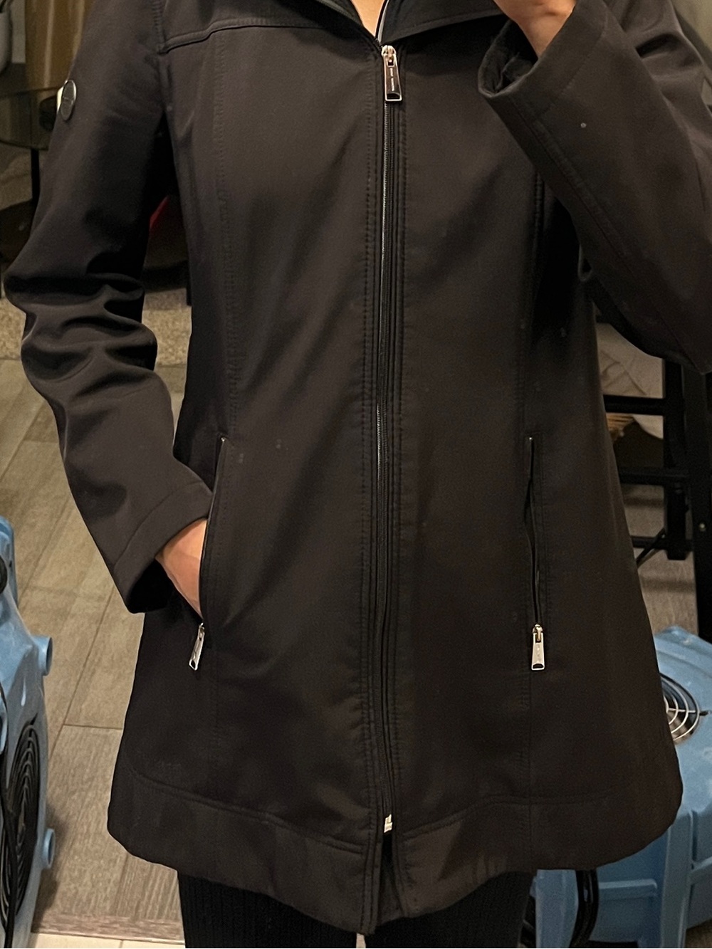Andrew Marc Black Zip-Front Coat